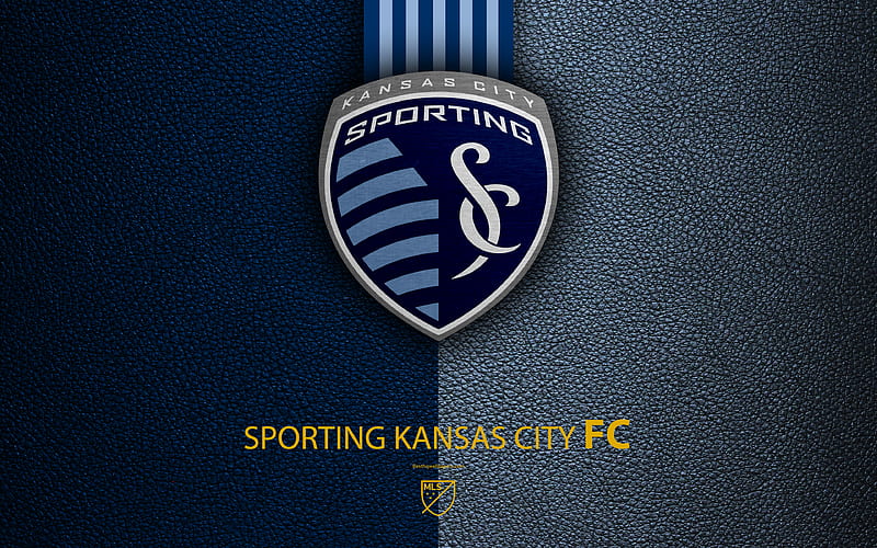 Sporting Kansas City FC American soccer club, MLS, leather texture, logo, emblem, Major League Soccer, Kansas City, Missouri, USA, football, MLS logo, HD wallpaper