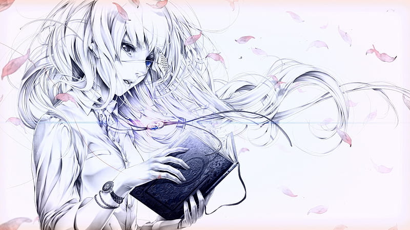 Nothing, Long hair, Draw, Cool, Anime girl, book, White, Black Book, Sad  girl, HD wallpaper | Peakpx