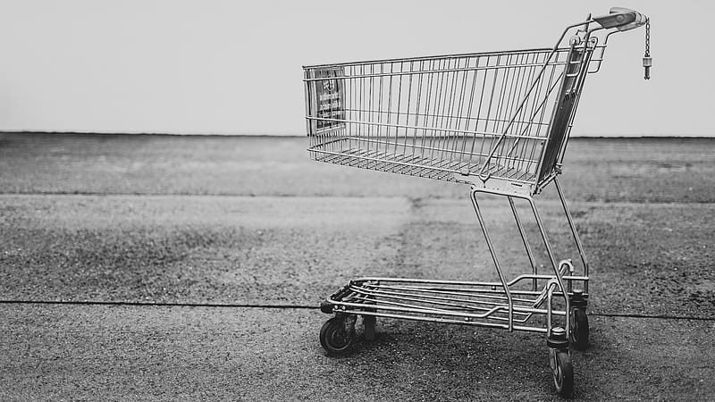 grey shopping cart, HD wallpaper