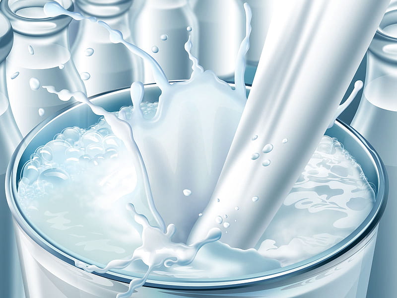 Milk, pure 3d glassy milk, food, 3d art, graphics, drink, comestible, refreshment, HD wallpaper