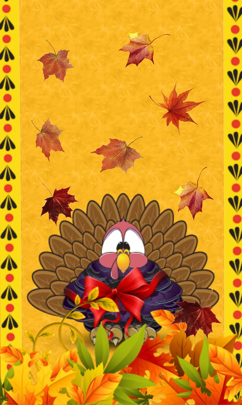 happy thanksgiving, autumn, happy turkey day, leaf, turkey, HD phone wallpaper