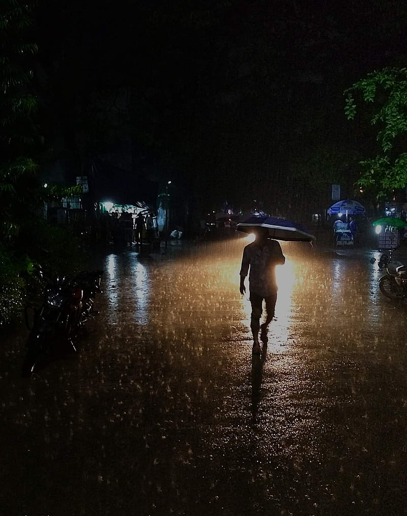 Rain boy, alone, bristi, city, lonely, night, rain, HD phone wallpaper