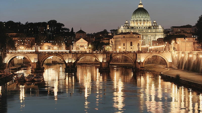 St. Peters Basilica, religion, rome, basilica, water, Church, religious, HD wallpaper