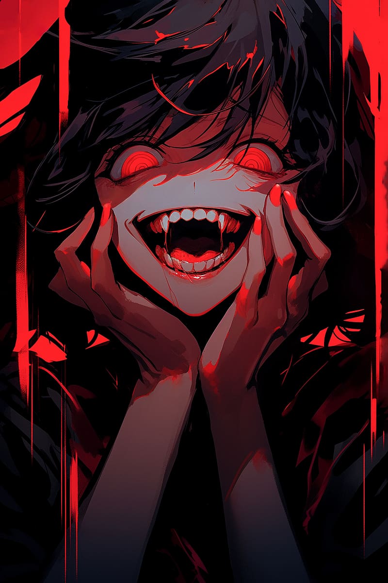 vampire, fangs, red, anime, HD phone wallpaper