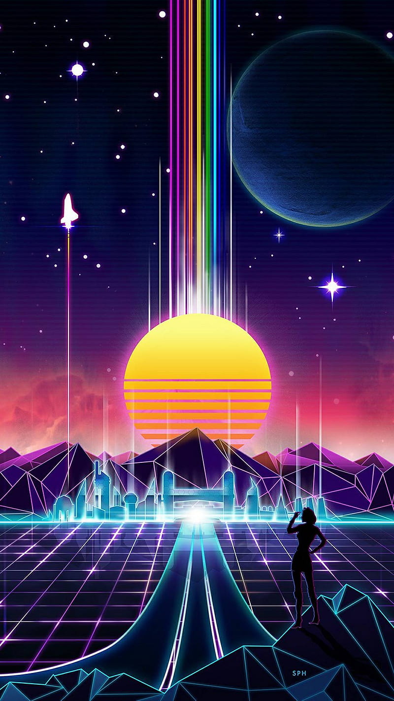 Retro Wave posted by Ethan Sellers retrowave red HD wallpaper  Pxfuel