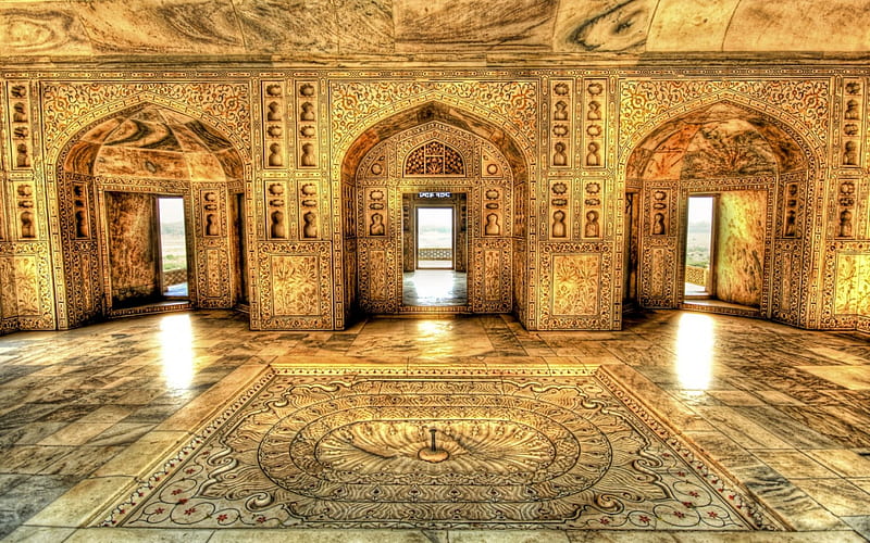 akbars royal bathing chamber near agra india r, building, chamber, oriental, r, marble, HD wallpaper