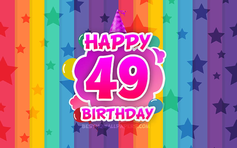 Happy 49th birtay, colorful clouds Birtay concept, rainbow background, Happy 49 Years Birtay, creative 3D letters, 49th Birtay, Birtay Party, 49th Birtay Party, HD wallpaper