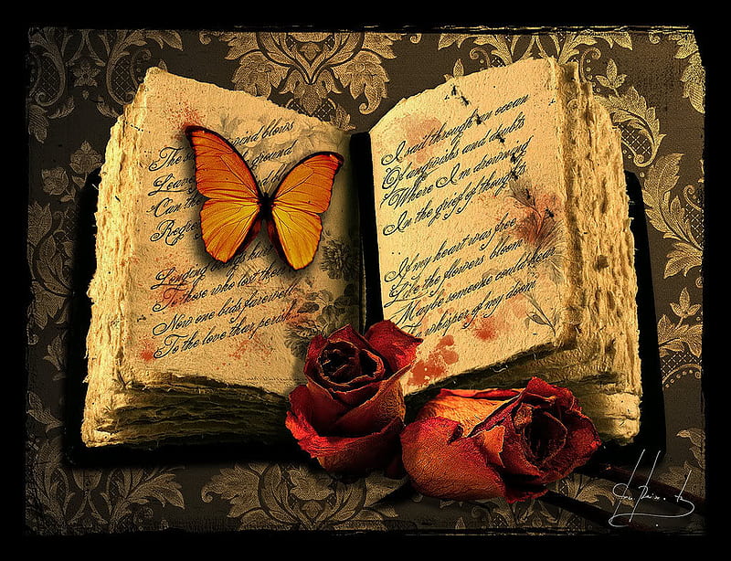 Book , flower , poems, poems, tragedy, doom, of, HD wallpaper