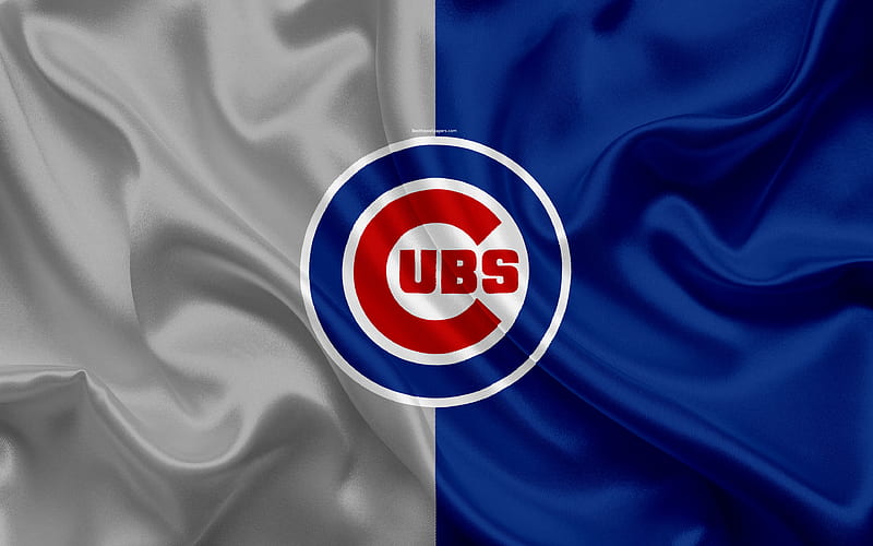 Chicago Cubs logo, silk texture, American baseball club, gray blue flag,  emblem, HD wallpaper | Peakpx