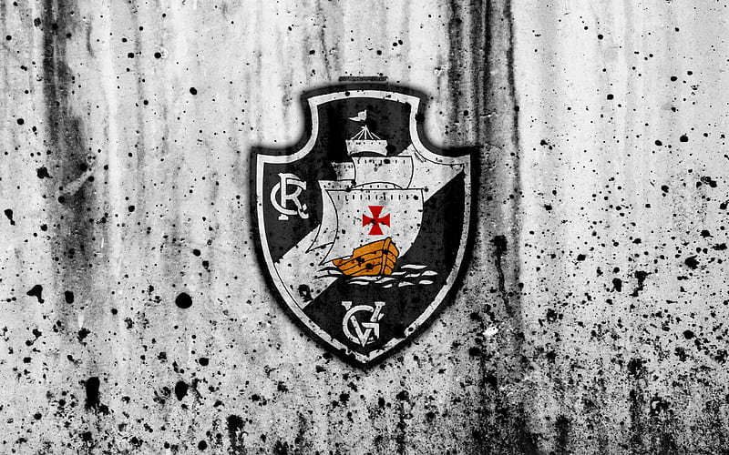 FC Vasco da Gama grunge, Brazilian Seria A, logo, Brazil, soccer, football club, Vasco da Gama, stone texture, art, Vasco da Gama FC, HD wallpaper
