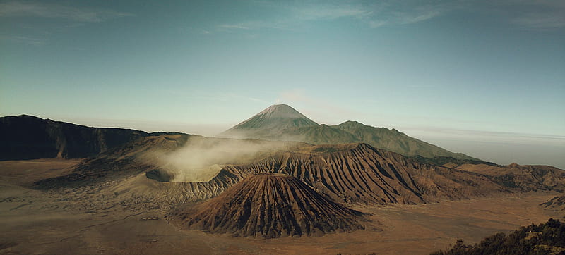 high angle view of volcano, HD wallpaper