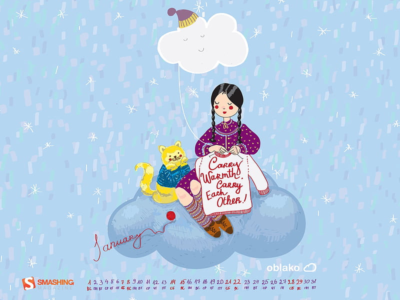 carry warmth-January 2012 calendar themes, HD wallpaper