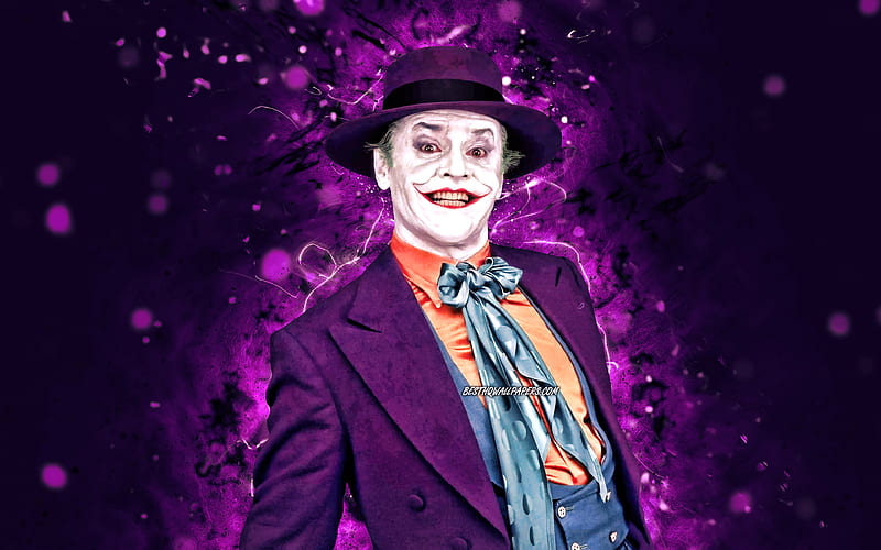 Joker violet neon lights, supervillain, creative, Joker , artwork, HD wallpaper