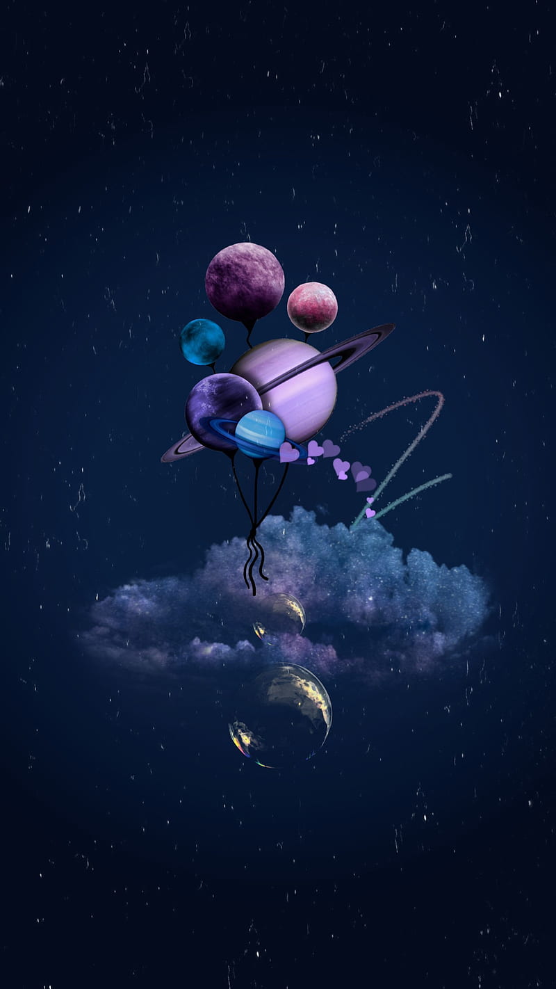 Planet balloons, balloon, cloud, space, HD phone wallpaper