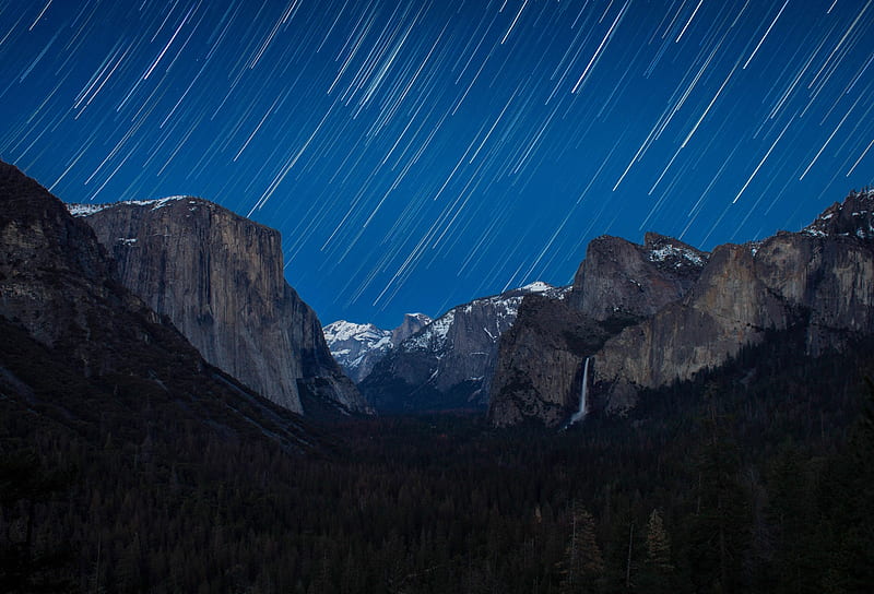 Yosemite National Park Star Trail, HD wallpaper