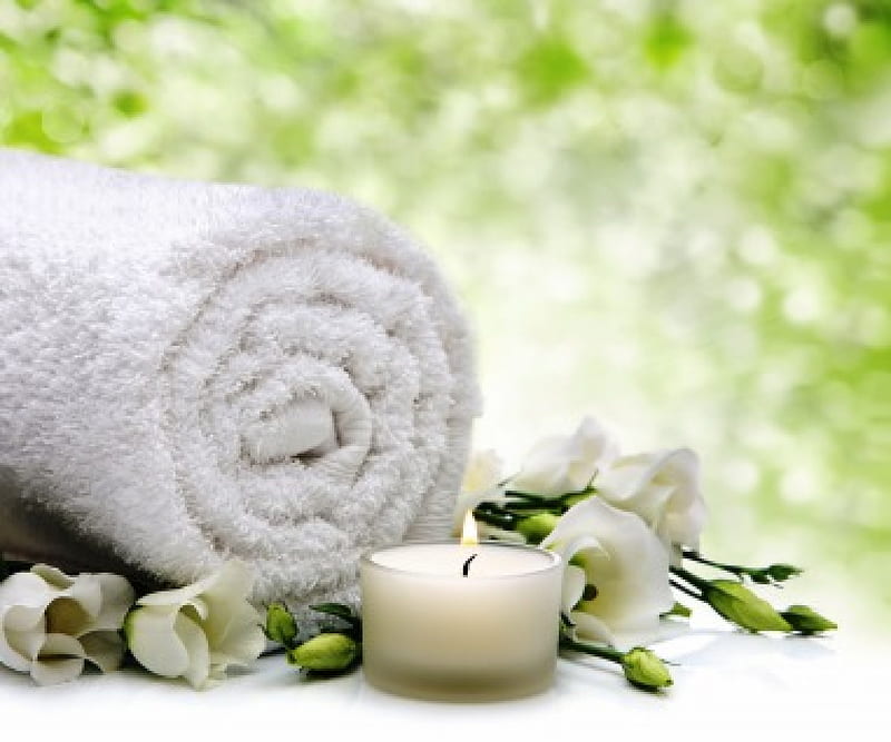 Relaxing Spa Candle Relax Flowers Spa Towel Hd Wallpaper Peakpx