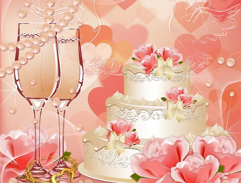 Romantic wedding cake background, Flowers, wedding, background, HD wallpaper