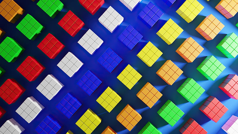 Colorful Rubik's Cubes, minimal, HD wallpaper