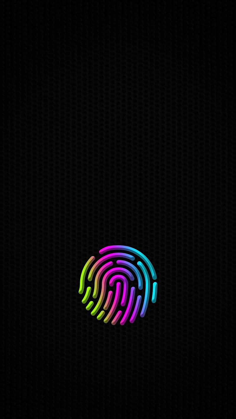 Vivo Fingerprint, Colorful Fingerprint, black background, HD phone wallpaper