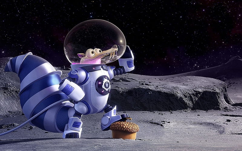 Ice Age 5, 2016, cosmonaut, Ice Age Collision Course, squirrel, nuts, HD wallpaper
