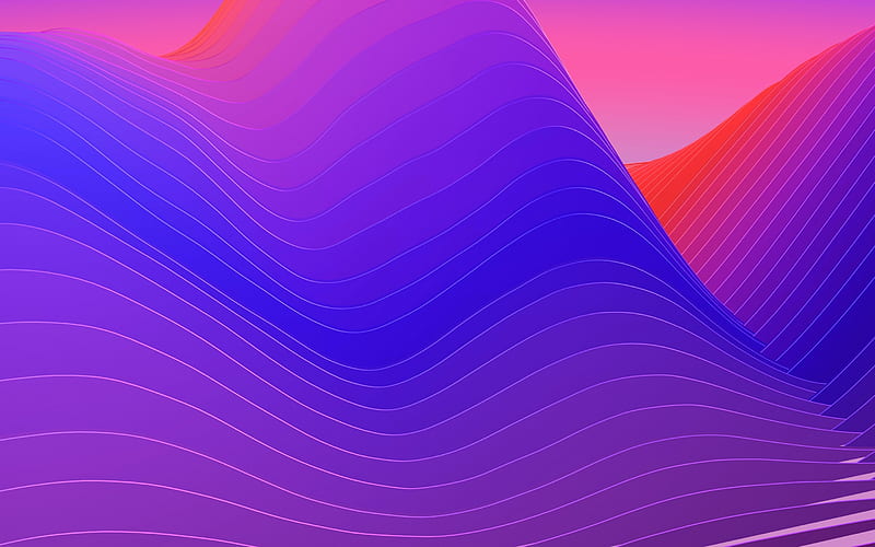 abstract purple waves, geometric background, art, pink waves, HD wallpaper