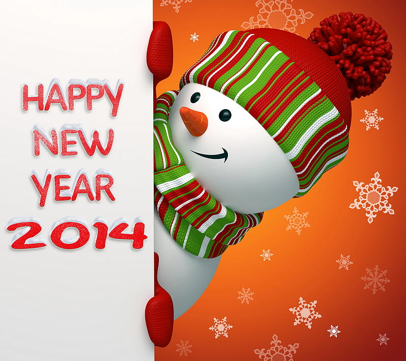 Snowman, 2014, christmas, cute, happy, merry, new year, HD wallpaper ...