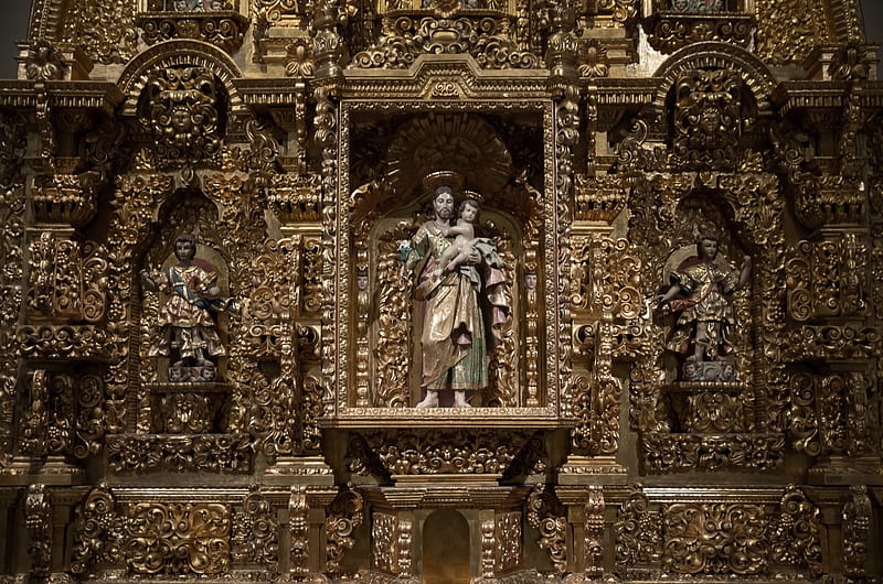 Hands across the Ages, art, detail, golden, Baby Jesus, woodwork, religion, artwork, graphy, gold, Mexico, Church, Pentax, Monterrey, work, HD wallpaper