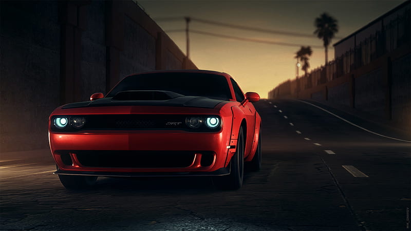 Red Dodge Challenger Srt , dodge-challenger, dodge, carros, HD wallpaper