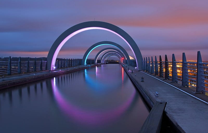 Amazing Bridge, architecture, creations, bonito, sunset, twilight, sea,  lights, HD wallpaper | Peakpx