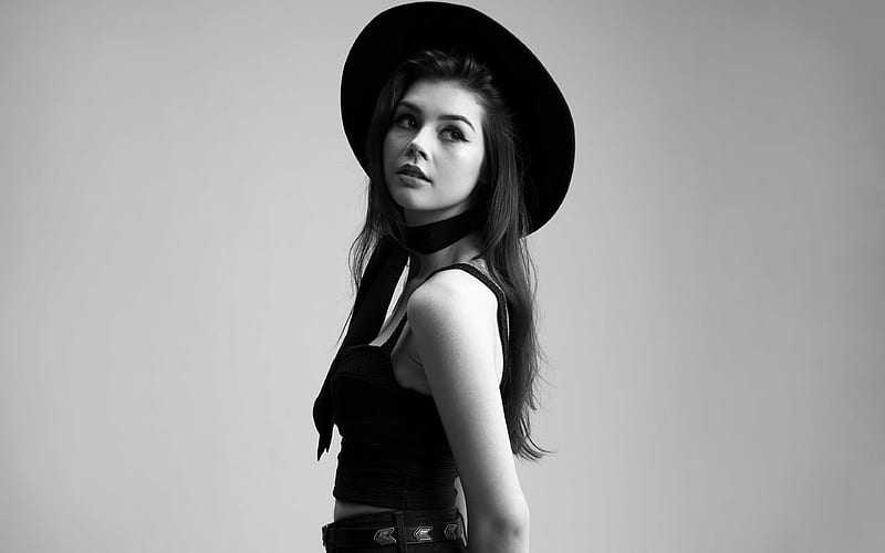 Elise Trouw monochrome, american actress, Hollywood, young actress, beauty, HD wallpaper