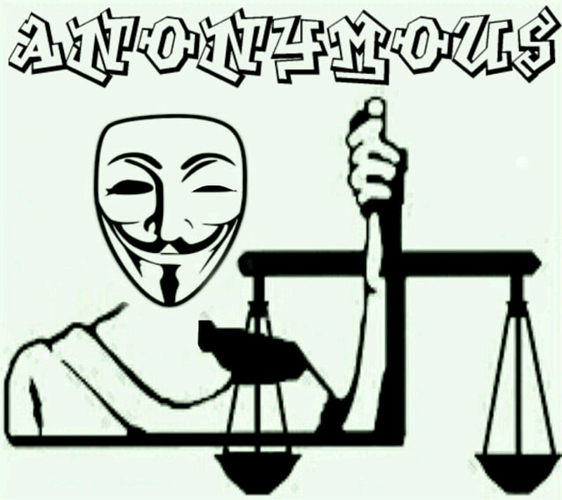 Anonymous Justice 7, anonymous, black, justice, original, scales, white, wink, HD wallpaper