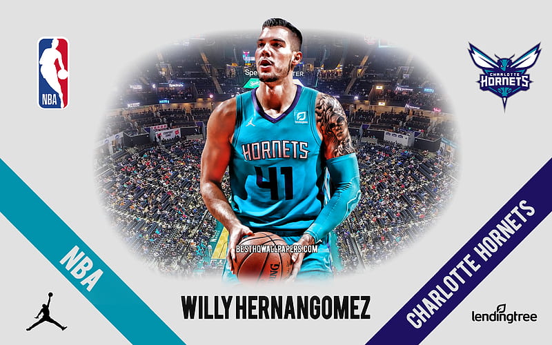 Willy Hernangomez, Charlotte Hornets, Spanish Basketball Player, NBA, portrait, USA, basketball, Spectrum Center, Charlotte Hornets logo, HD wallpaper