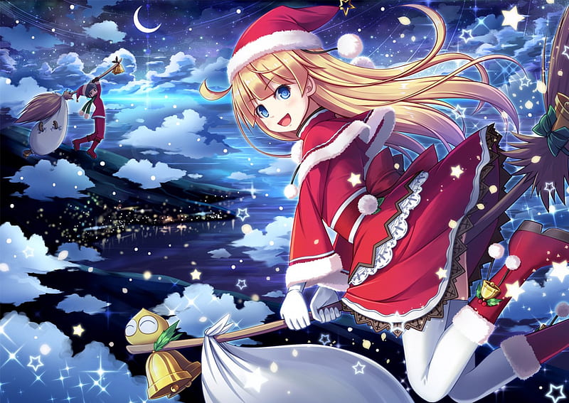 Christmas, pretty, cg, adorable, sweet, nice, anime, beauty, anime girl,  long hair, HD wallpaper | Peakpx