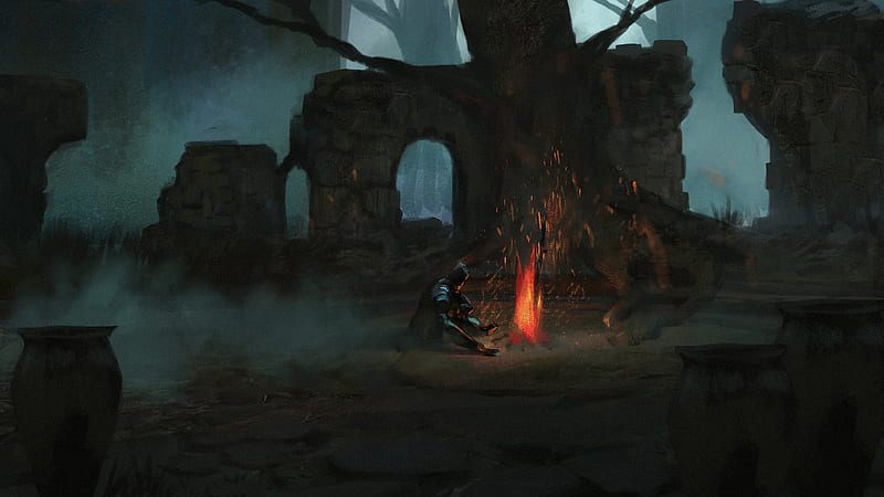 Dark Souls Bonfire Dark Souls Night Ruin Warrior Games, HD wallpaper