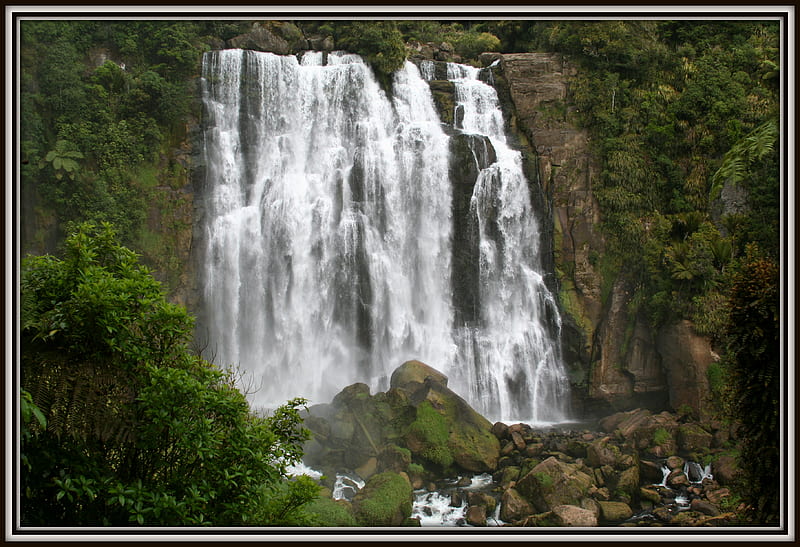 Marokopa Falls, King Country, Nz, new zealand, water, river, waikato, falls, HD wallpaper