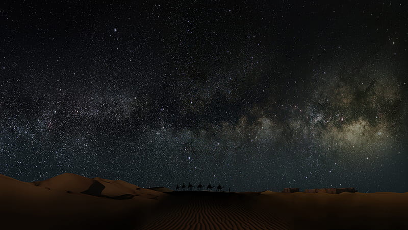 Sahara Desert in Scenery Night, HD wallpaper