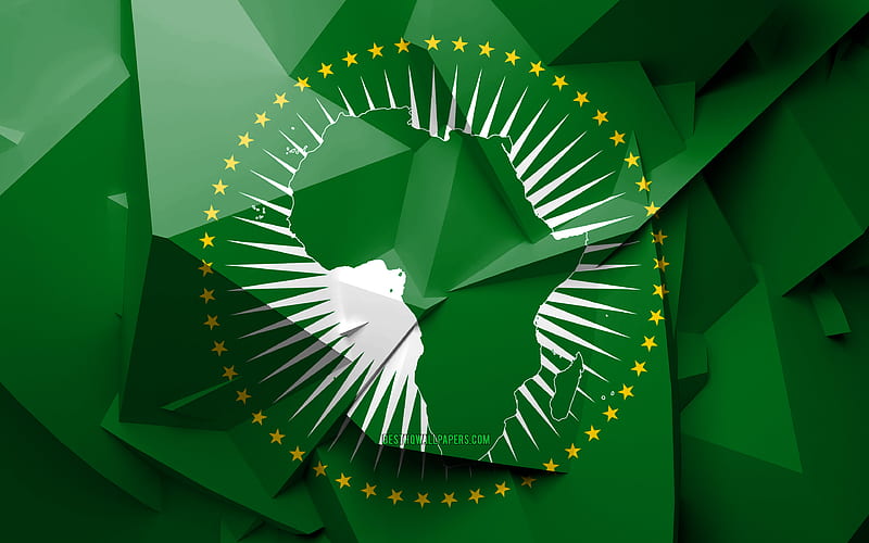 Flag of African Union, geometric art, African countries, African Union flag, creative, African Union, Africa, African Union 3D flag, national symbols, HD wallpaper