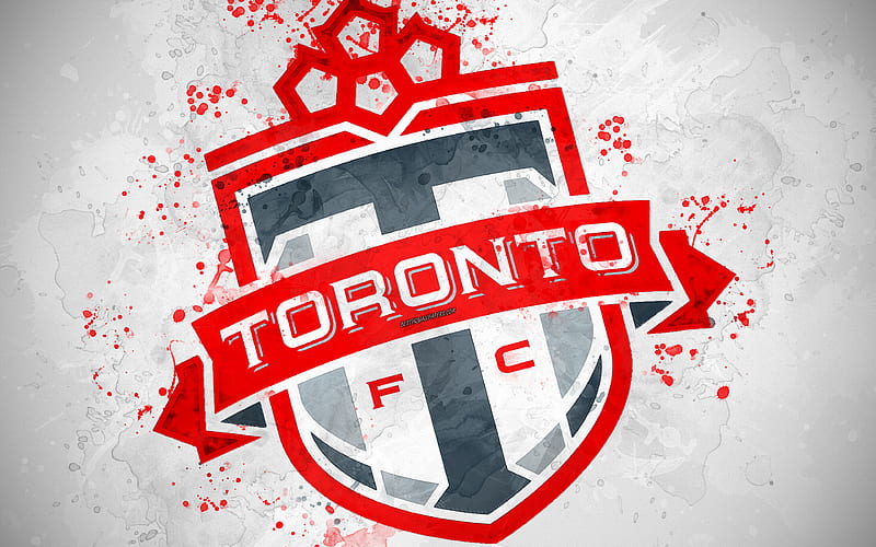 Toronto FC paint art, Canadian soccer team, creative, logo, MLS, emblem, white background, grunge style, Toronto, Ontario, Canada, USA, football, Major League Soccer, HD wallpaper