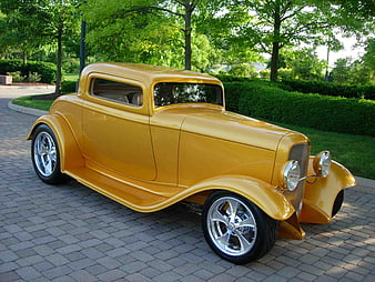 1933 Ford Coupe, Red, 33, Window, Rod, Three, Custom, Coupe, Antique 