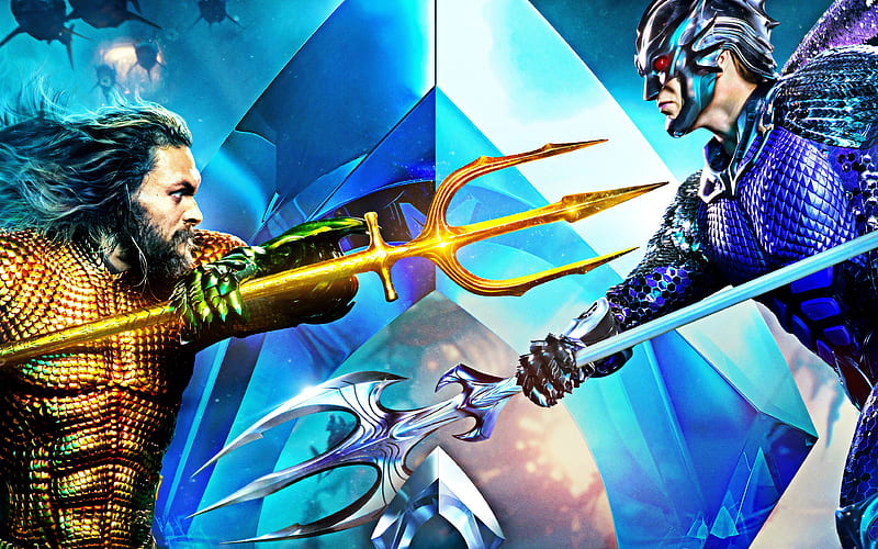 Aquaman, 2018 poster, promo, fantastic action movie, characters, Aquaman vs King Orm, HD wallpaper