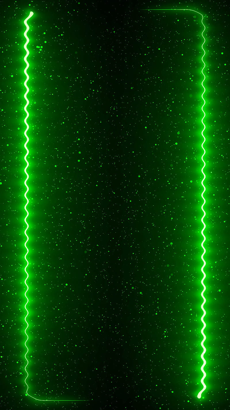 Neon Frame, amoled, border, glass, glitter, glow, green, star, zig zag, HD phone wallpaper