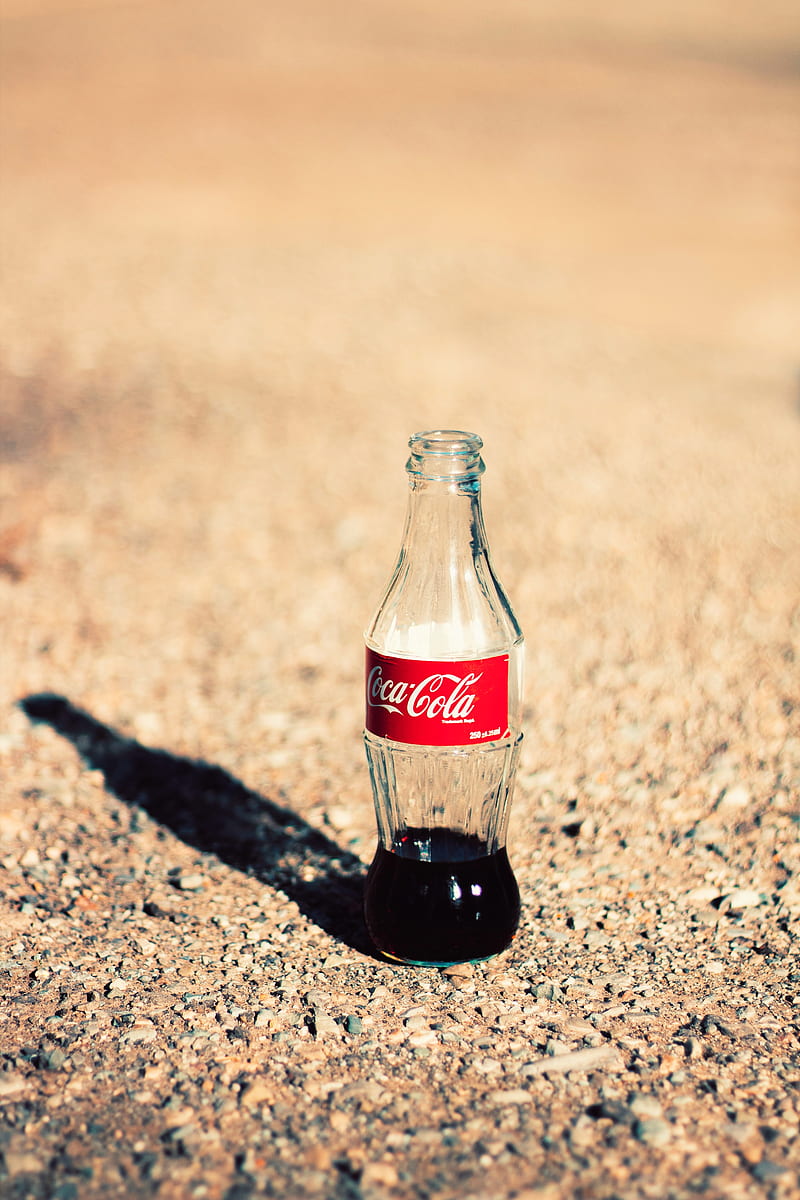 coca cola glass bottle on brown and black marble table, HD phone wallpaper