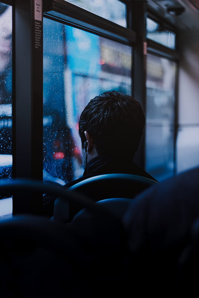 man, window, rain, headphones, melancholy, trip, HD phone wallpaper