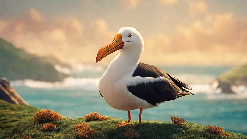 Albatross, animal, water, bird, HD wallpaper