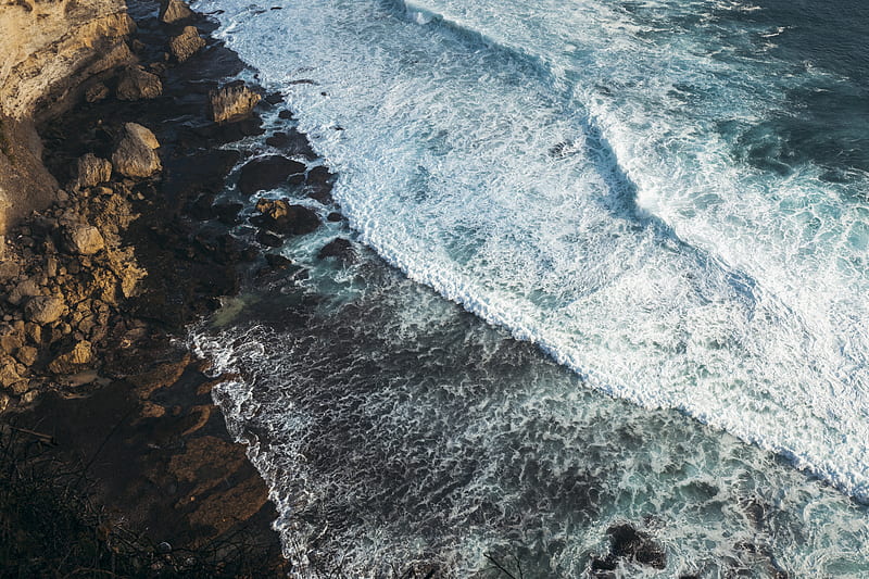 bali, indonesia, waves, ocean, oceanshore, rocks, foam, Nature, HD wallpaper