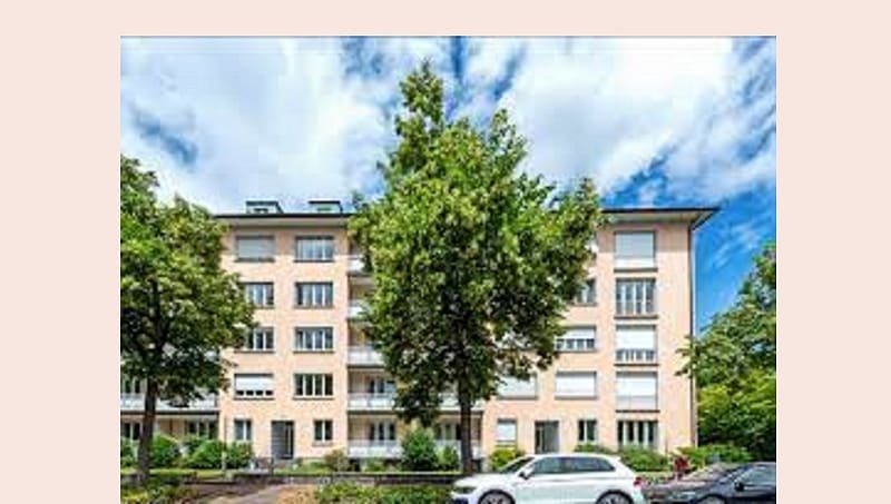 WETTSTEIN APARTMENTS BASEL CH, trees, pale pink exterior, car park area, interrior access, HD wallpaper