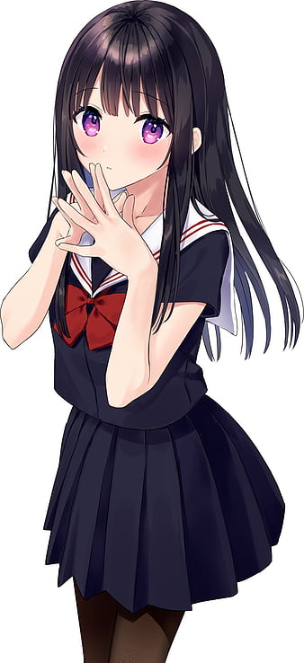 black hair close kuraue hinata loli purple eyes school uniform