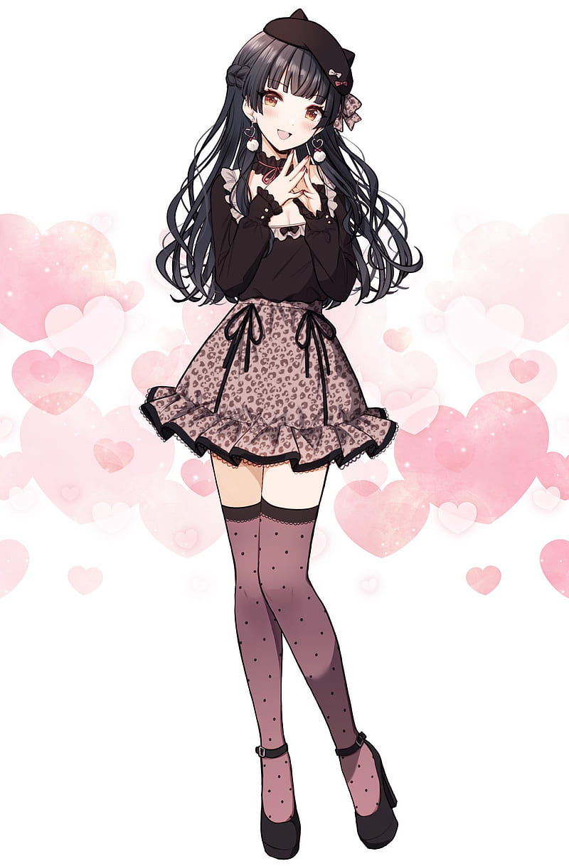 anime girls, The Idolmaster: Shiny Colors, Fuyuko Mayuzumi, thigh-highs, skirt, smiling, HD phone wallpaper
