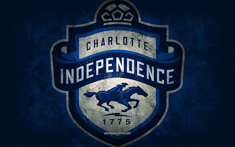 Charlotte Independence, American soccer team, blue background, Charlotte Independence logo, grunge art, USL, soccer, Charlotte Independence emblem, HD wallpaper