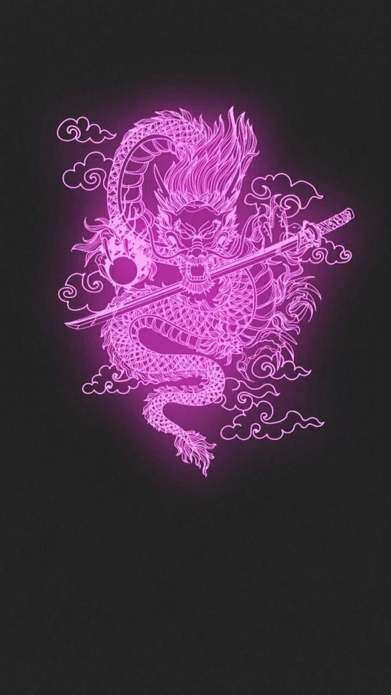 Purple Dragon iPhone 13 Pro Max Wallpaper